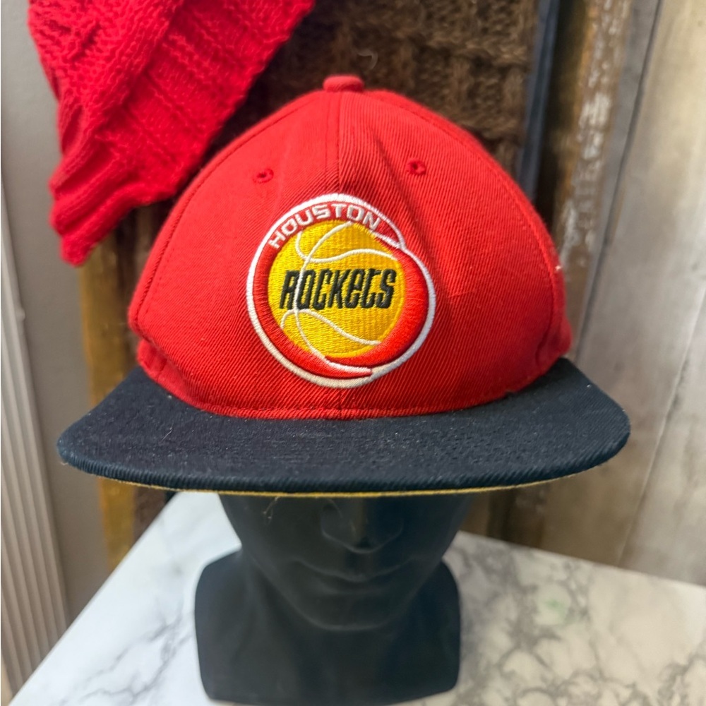 HOUSTON ROCKETS MITCHELL & NESS NBA 2 TONE SNAPBACK HAT RED BLACK One Size Fits